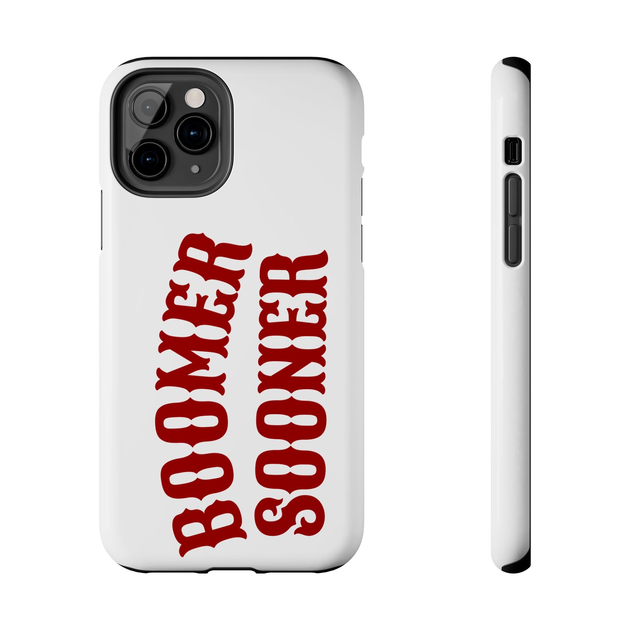 Boomer Sooner Tough Phone Case — Oklahoma Crimson Retro Text Protective Cover