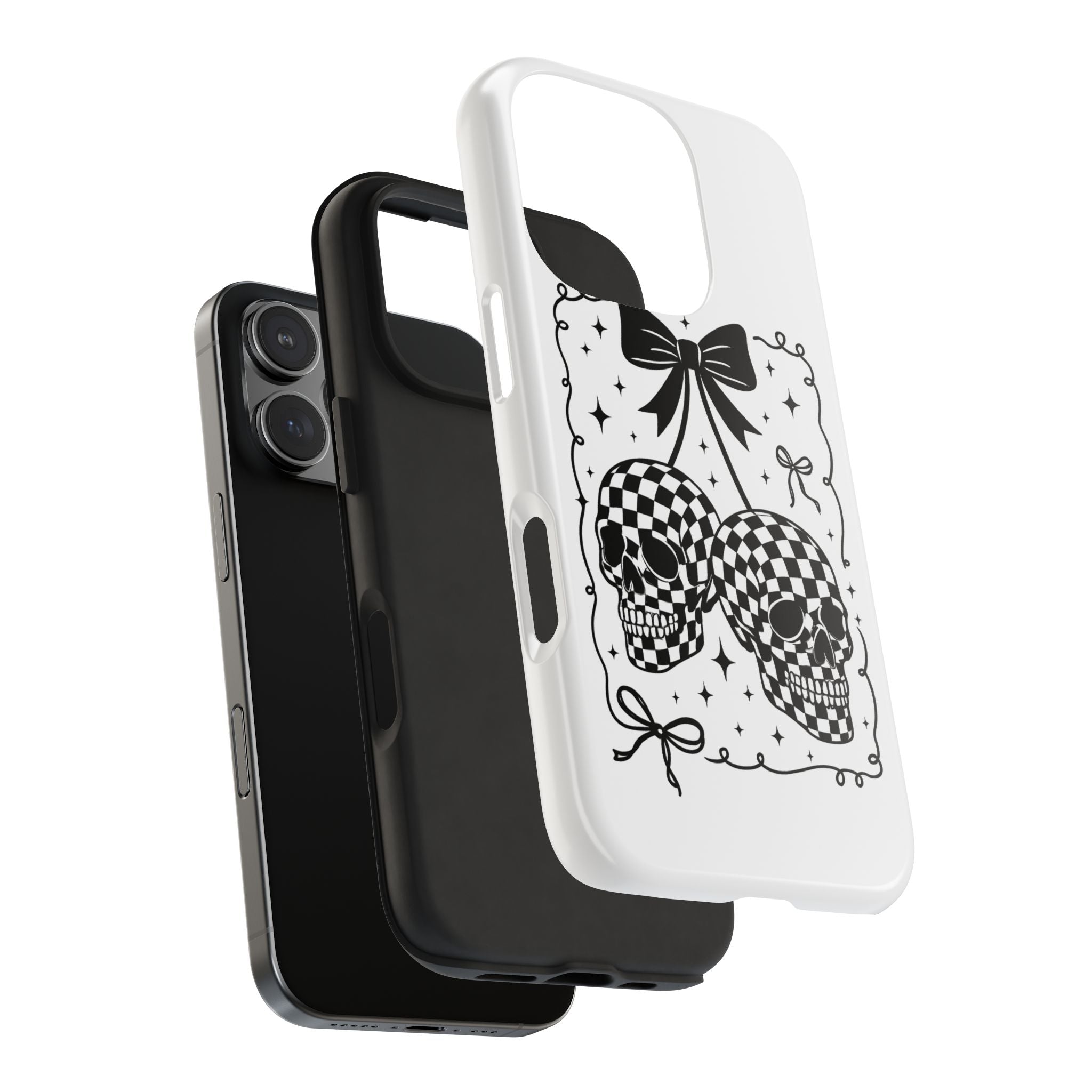 Skull Bow Phone Case - Checkerboard Gothic Tough Phone Case