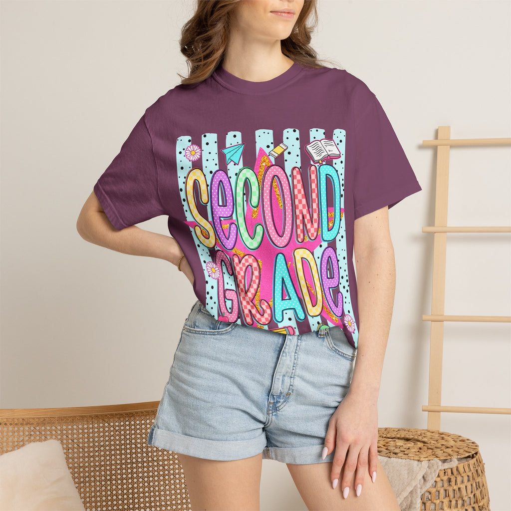 Second Grade T-Shirt — Cute Colorful School Tee for Teachers & Students