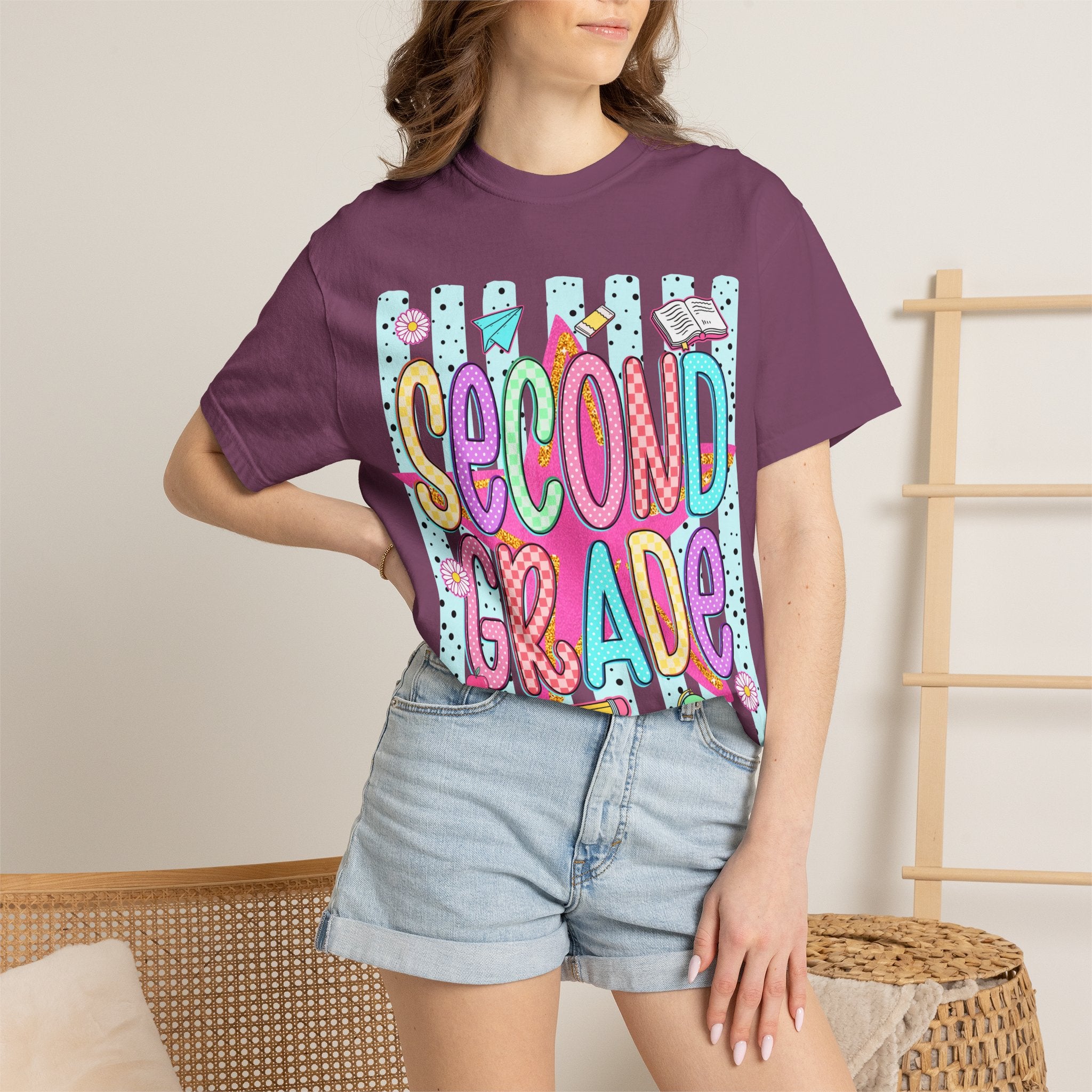 Second Grade T-Shirt — Cute Colorful School Tee for Teachers & Students
