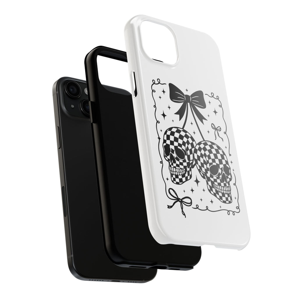 Skull Bow Phone Case - Checkerboard Gothic Tough Phone Case