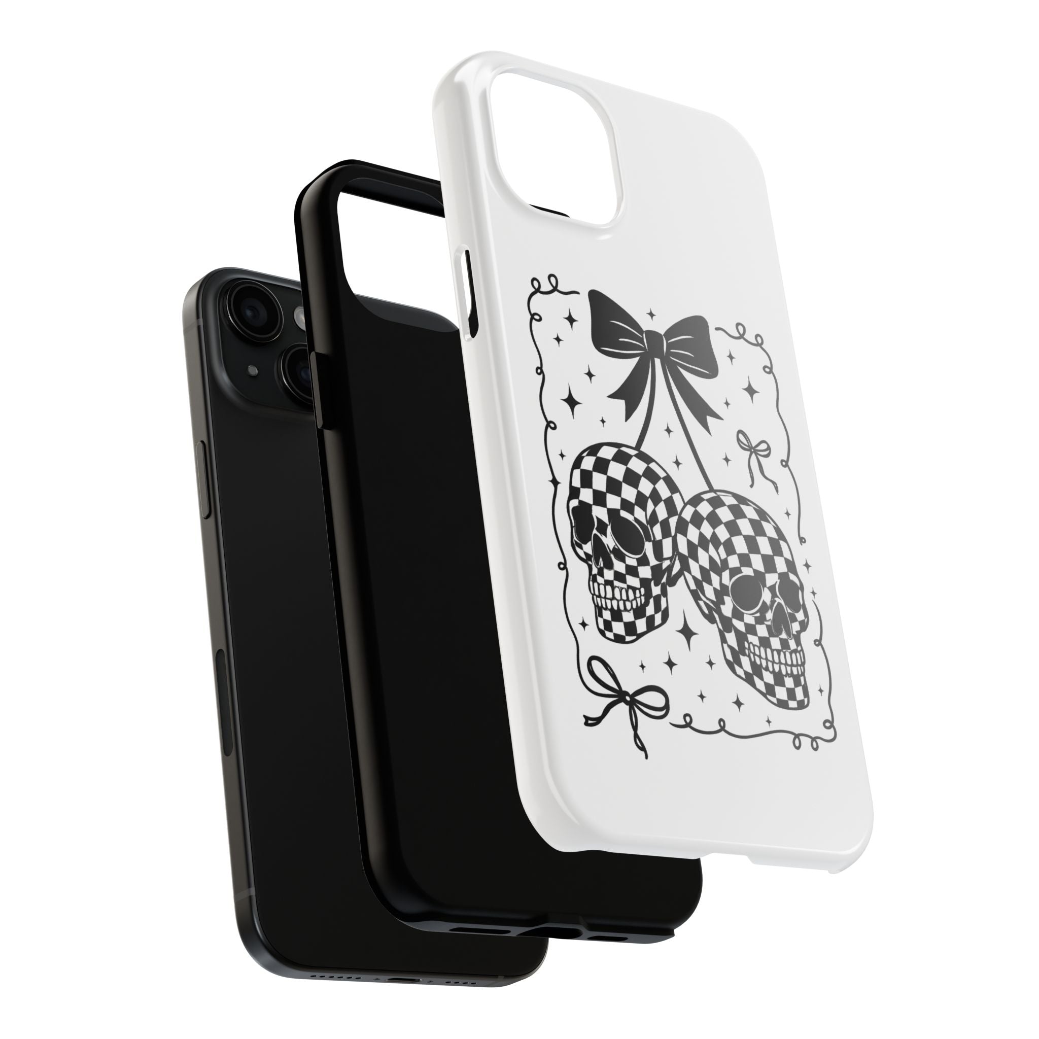 Skull Bow Phone Case - Checkerboard Gothic Tough Phone Case