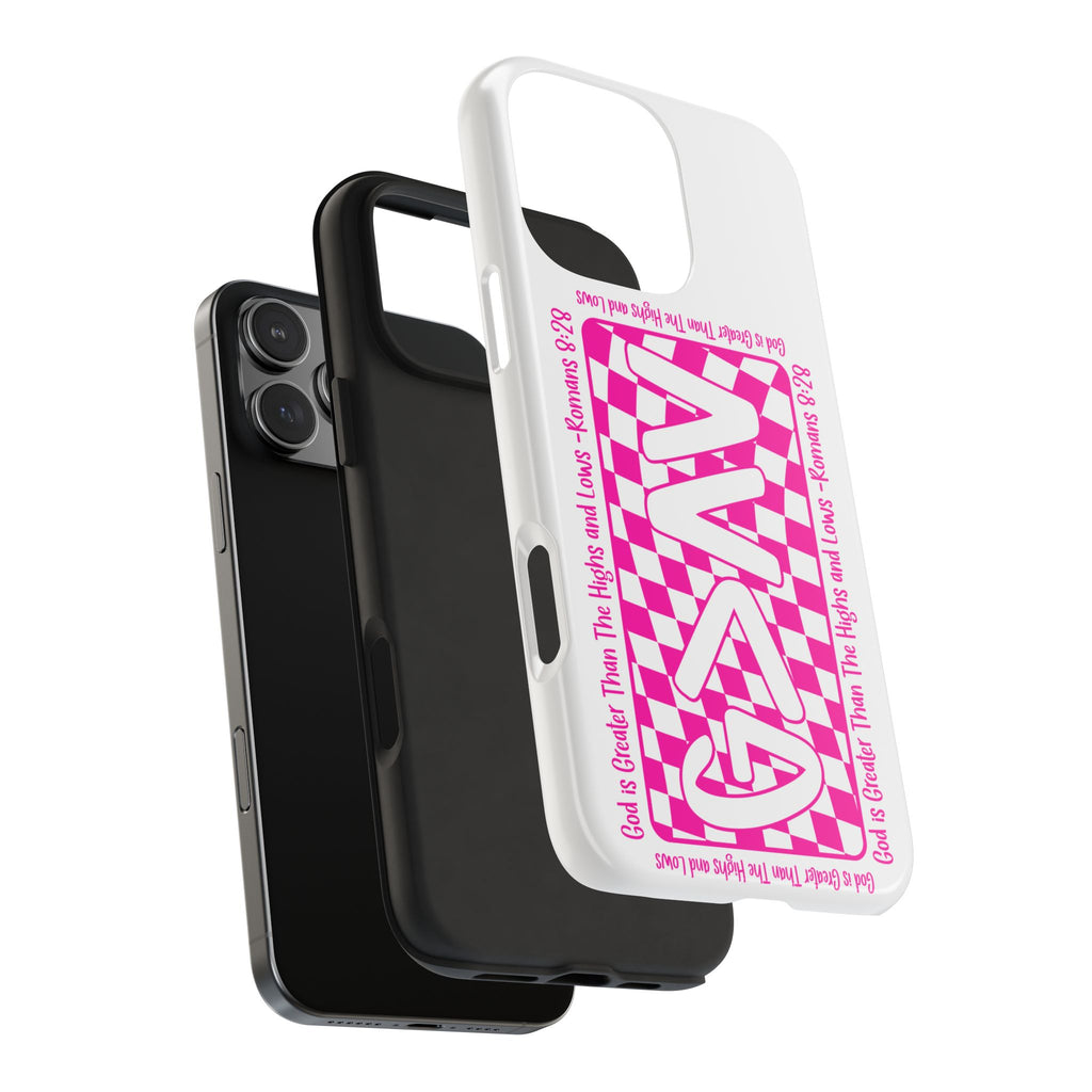 Pink Checker 'GAY' Tough Phone Case — Bold Pride Protective Cover