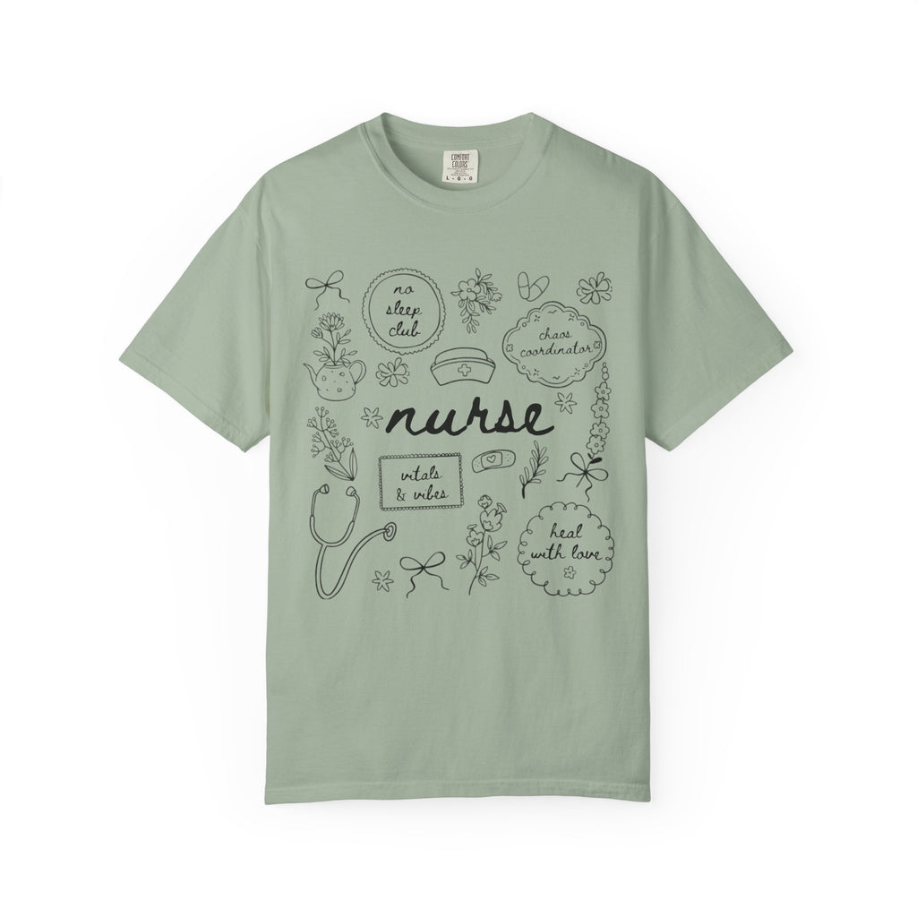 Nurse Doodles T-Shirt — Handwritten Medical Gifts for Nurses