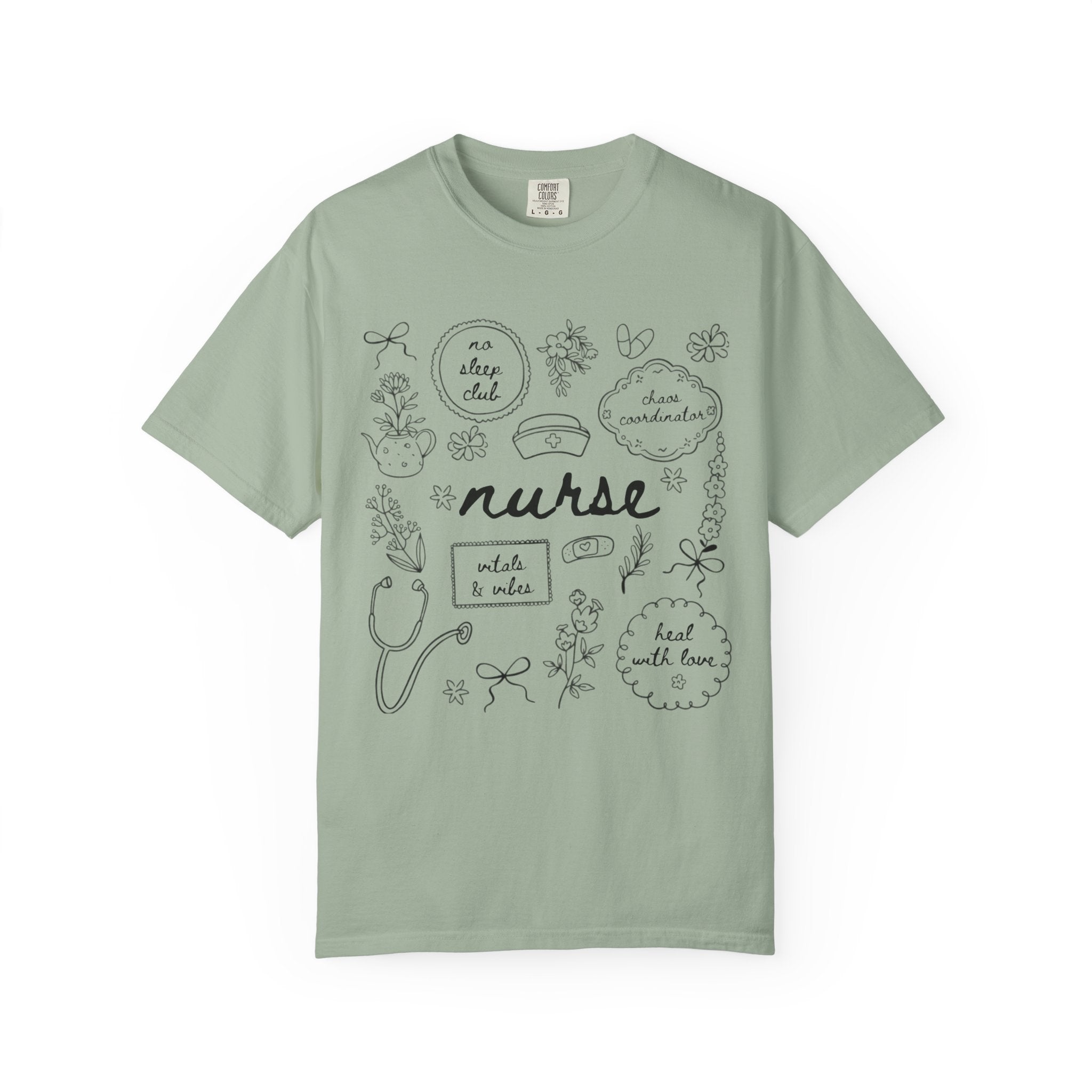 Nurse Doodles T-Shirt — Handwritten Medical Gifts for Nurses
