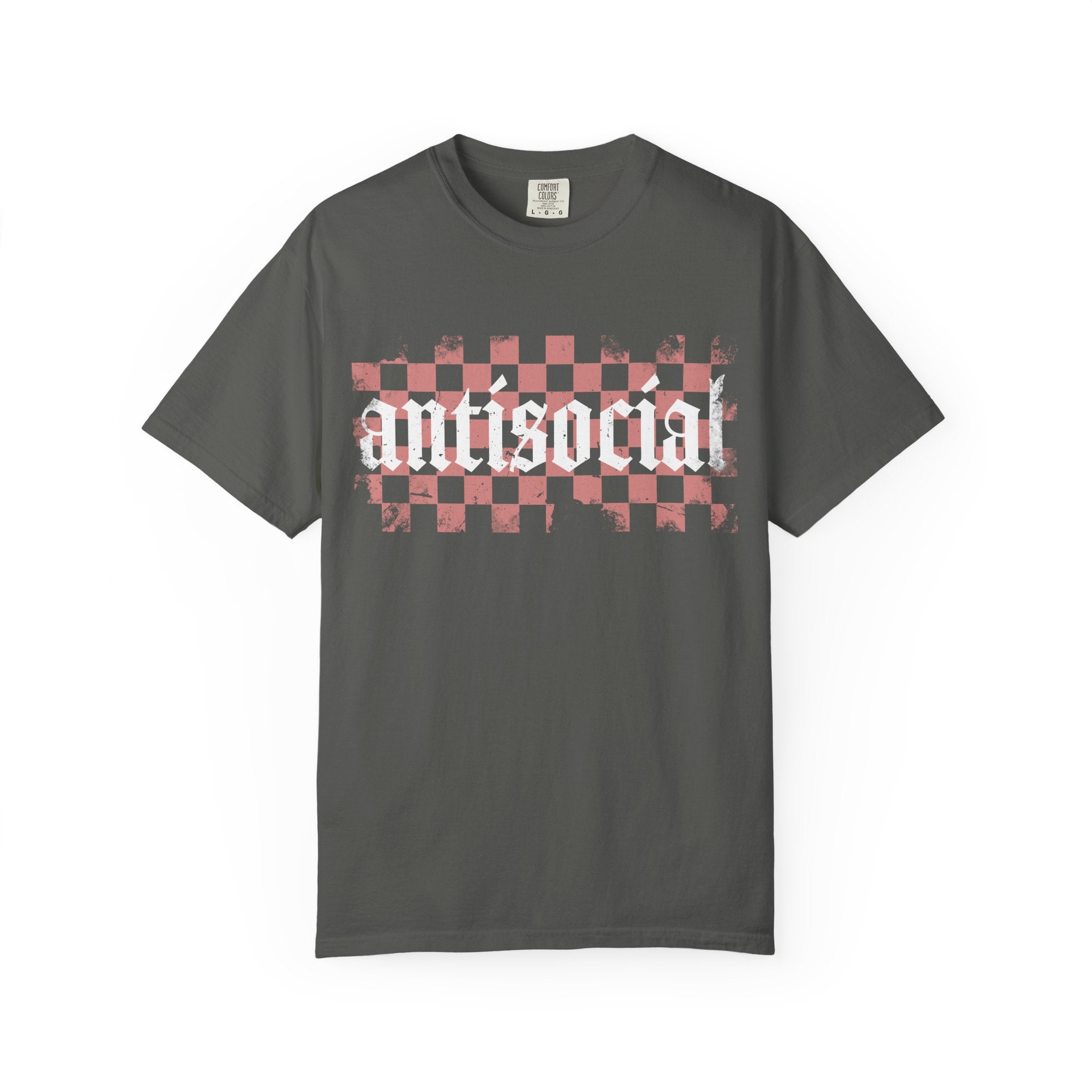 Checkerboard Vintage T-Shirt — Faded Red 'AMERICAN' Graphic