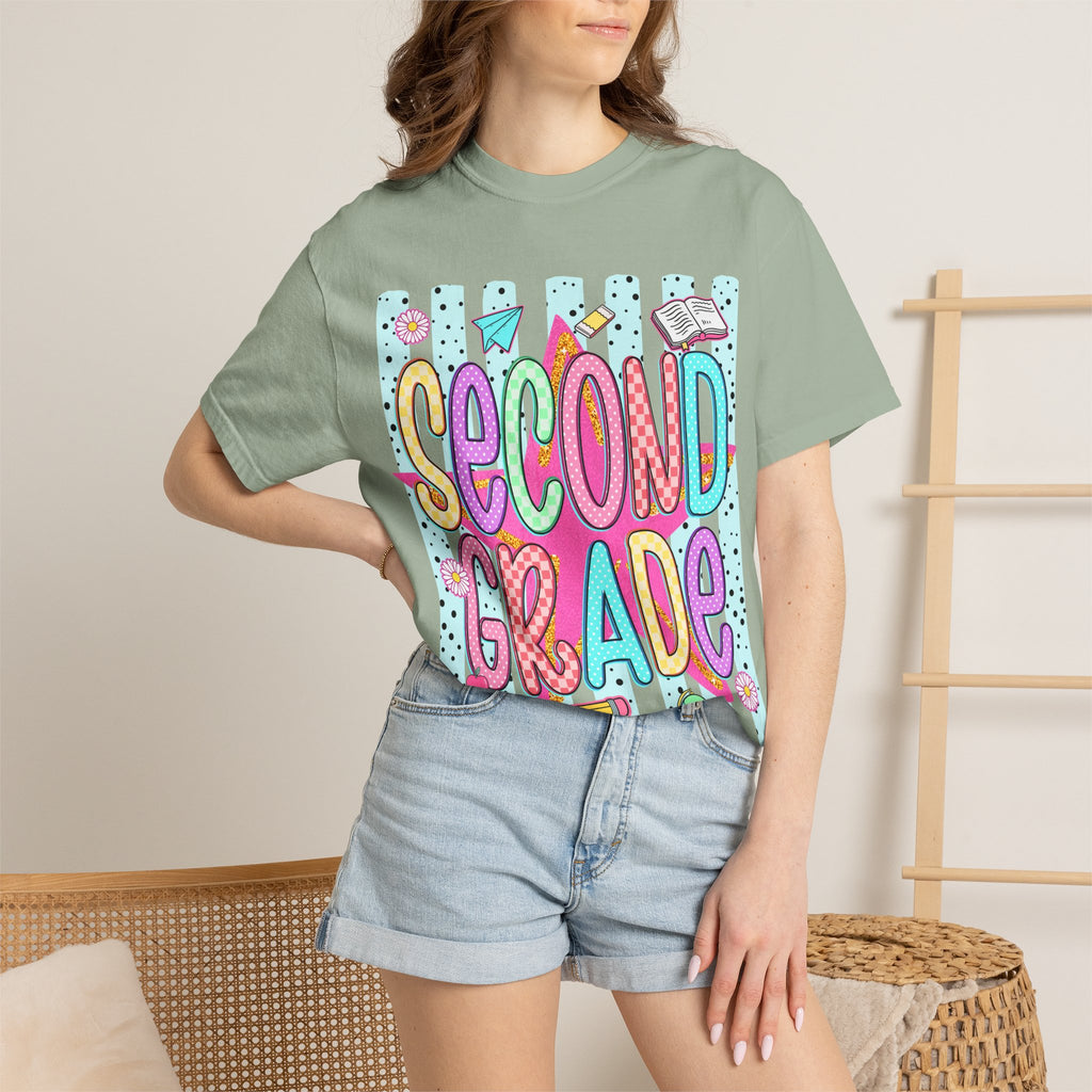 Second Grade T-Shirt — Cute Colorful School Tee for Teachers & Students