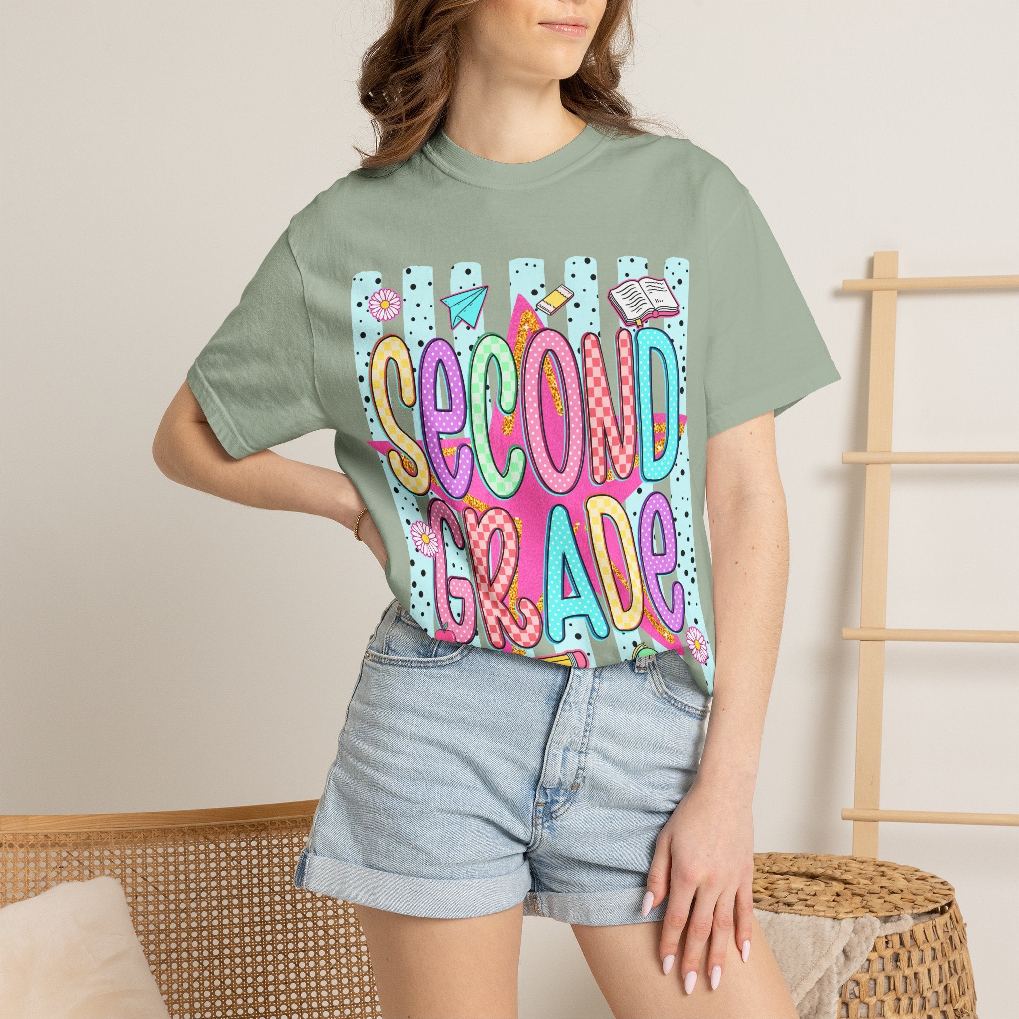 Second Grade T-Shirt — Cute Colorful School Tee for Teachers & Students